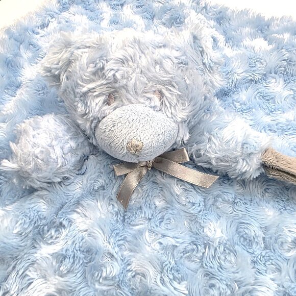 Blankets & Beyond Blue Bear Lovey Security Blanket Gray Eyes Nose Rosette Swirl - Picture 4 of 10